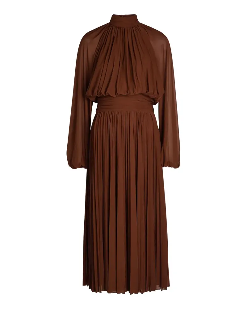 Ronny Kobo Blythe pleated high-neck midi dress - Braun Braun