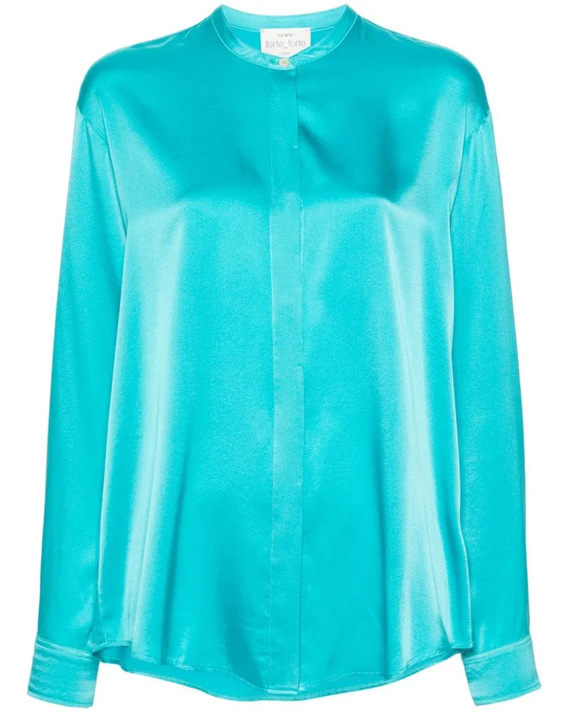 forte_forte Hemd aus Satin mit Stehkragen - Blau Blau