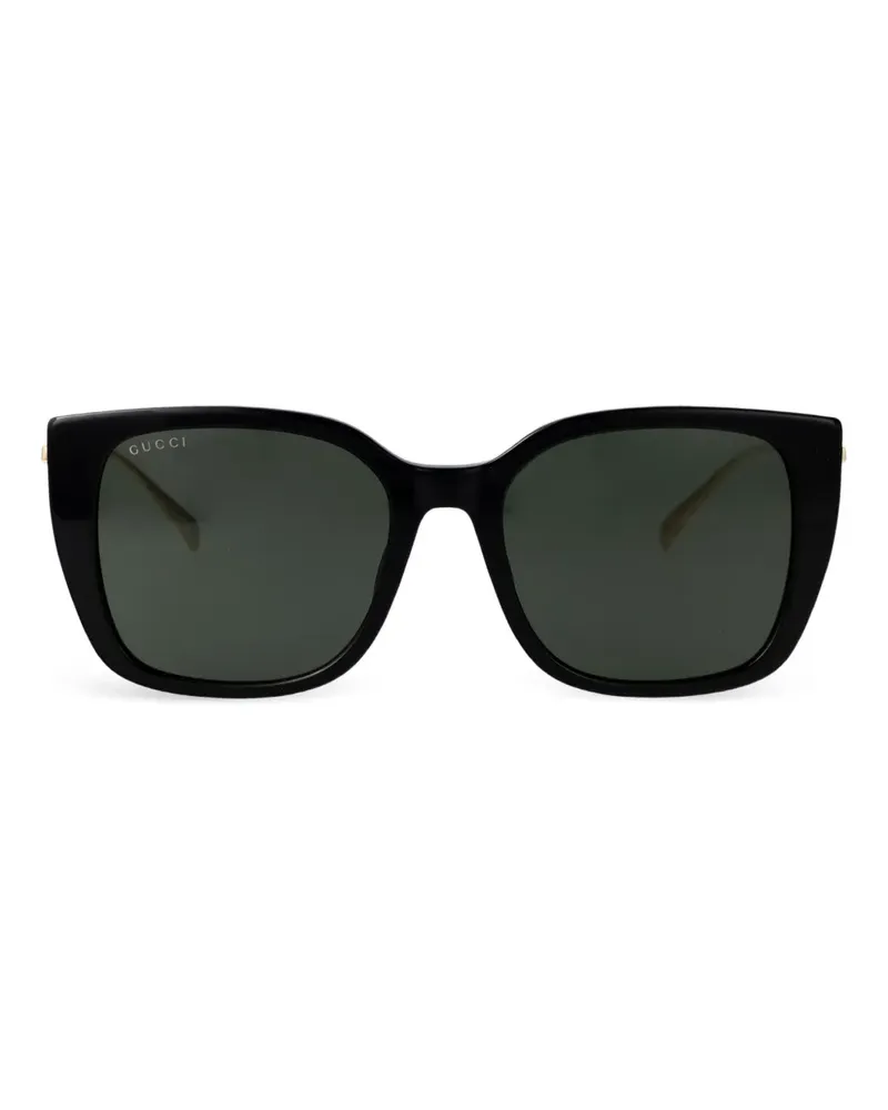 Gucci Eckige Sonnenbrille mit Perlenverzierung - Schwarz Schwarz