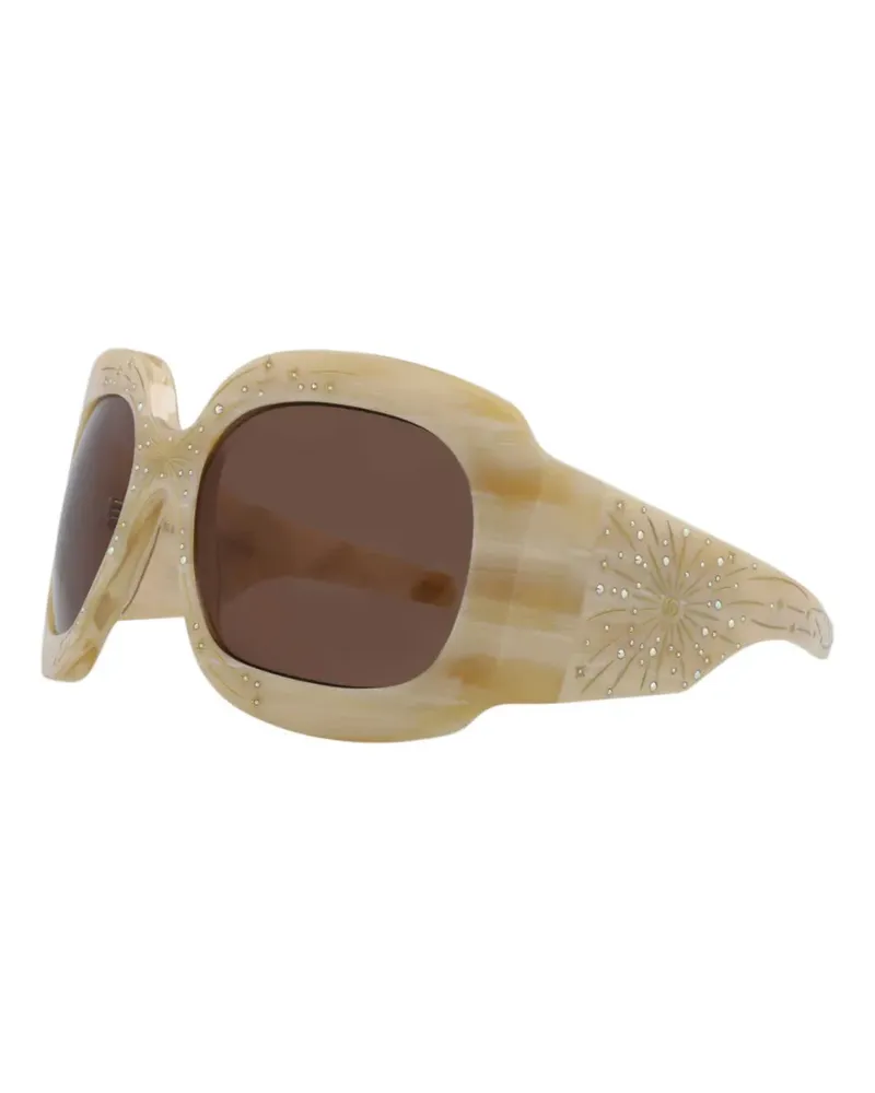 Gucci Eckige Sonnenbrille mit Kristallen - Nude Nude