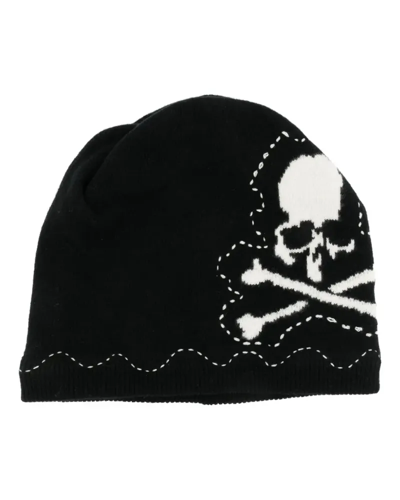 Mastermind Japan Beanie mit Totenkopf - Schwarz Schwarz