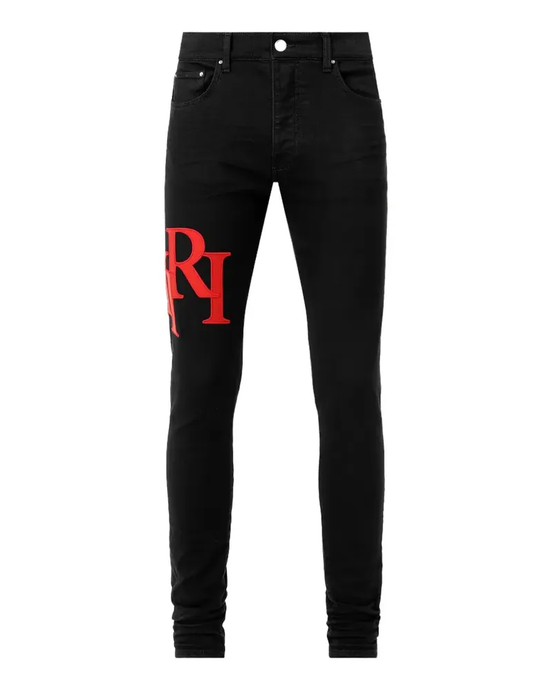 Amiri Staggered Logo Skinny-Jeans - Schwarz Schwarz