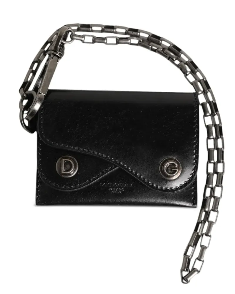 Dolce & Gabbana DG Portemonnaie mit Kettenriemen - Schwarz Schwarz