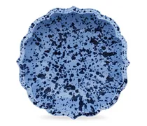 Servierschale aus gesprenkelter Keramik (34cm) - Blau
