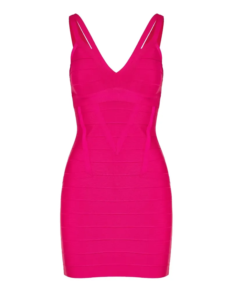 Hervé Léger Minikleid mit V-Ausschnitt - Rosa Rosa