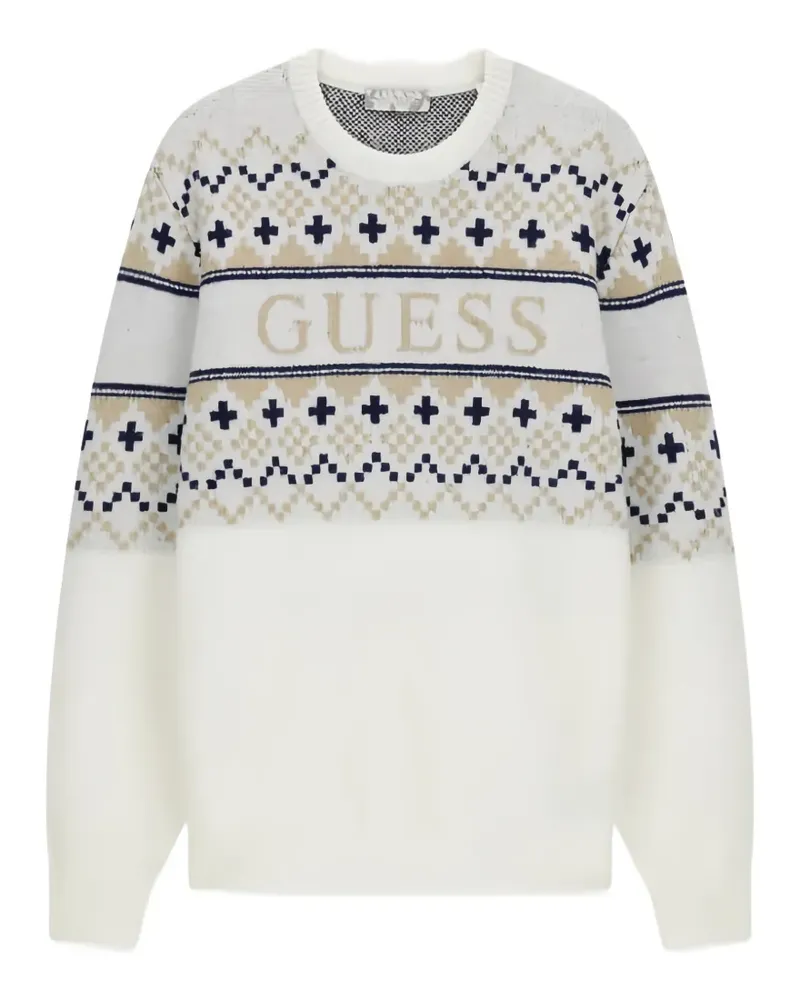 Guess Gemusterter Pullover - Weiß Weiß