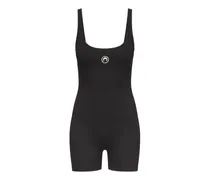 Gerippter Moon Catsuit mit Logo - Schwarz