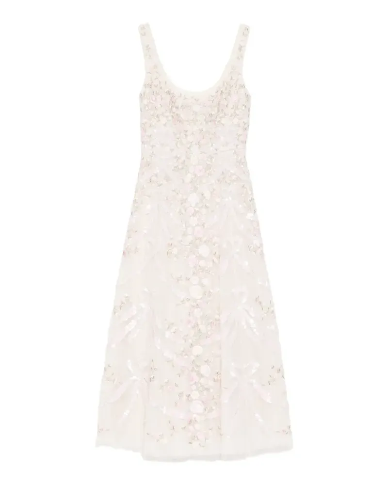 Needle & Thread floral-embroidered dress - Nude Nude