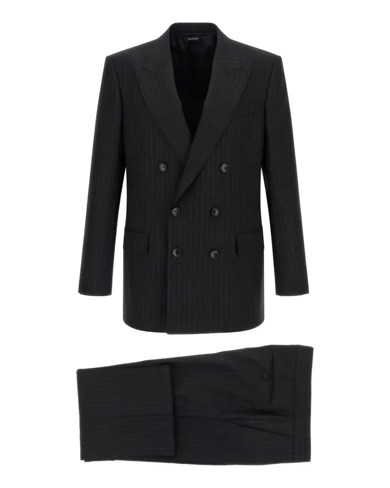 Tom Ford Doppelreihiger Anzug mit Nadelstreifen - Schwarz Schwarz