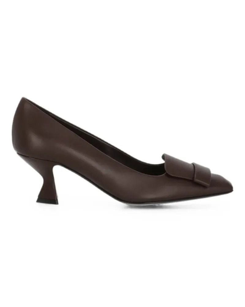 Sergio Rossi plaque-detail squared-toe heeled pumps - Rot Rot