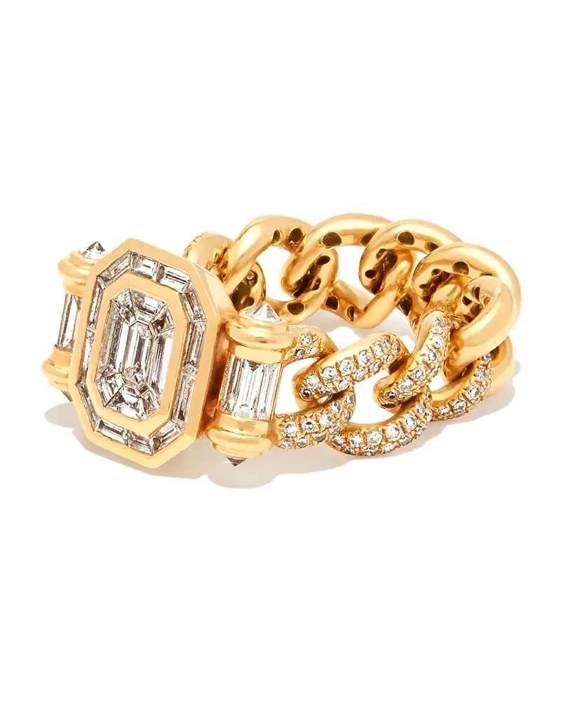 SHAY 18kt Halo Link Gelbgoldring Gold