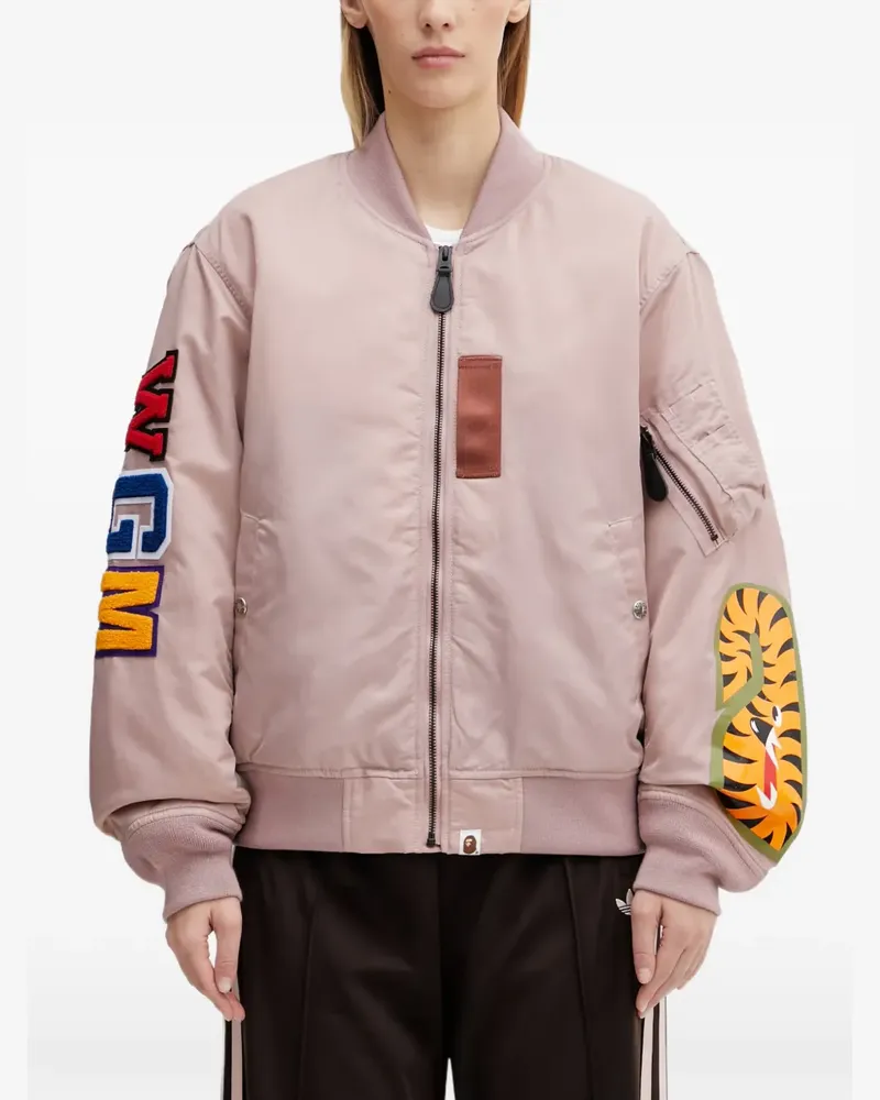 BAPE Bomberjacke mit Hai-Patch - Rosa Rosa