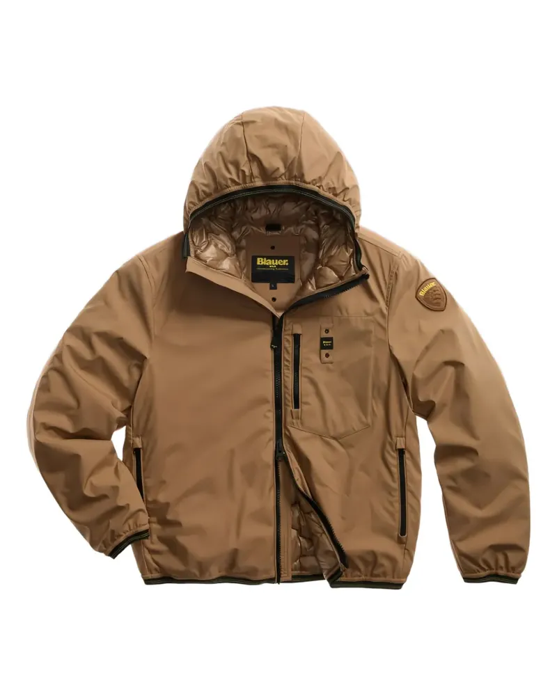 Blauer Gefütterte Kapuzenjacke - Braun Braun