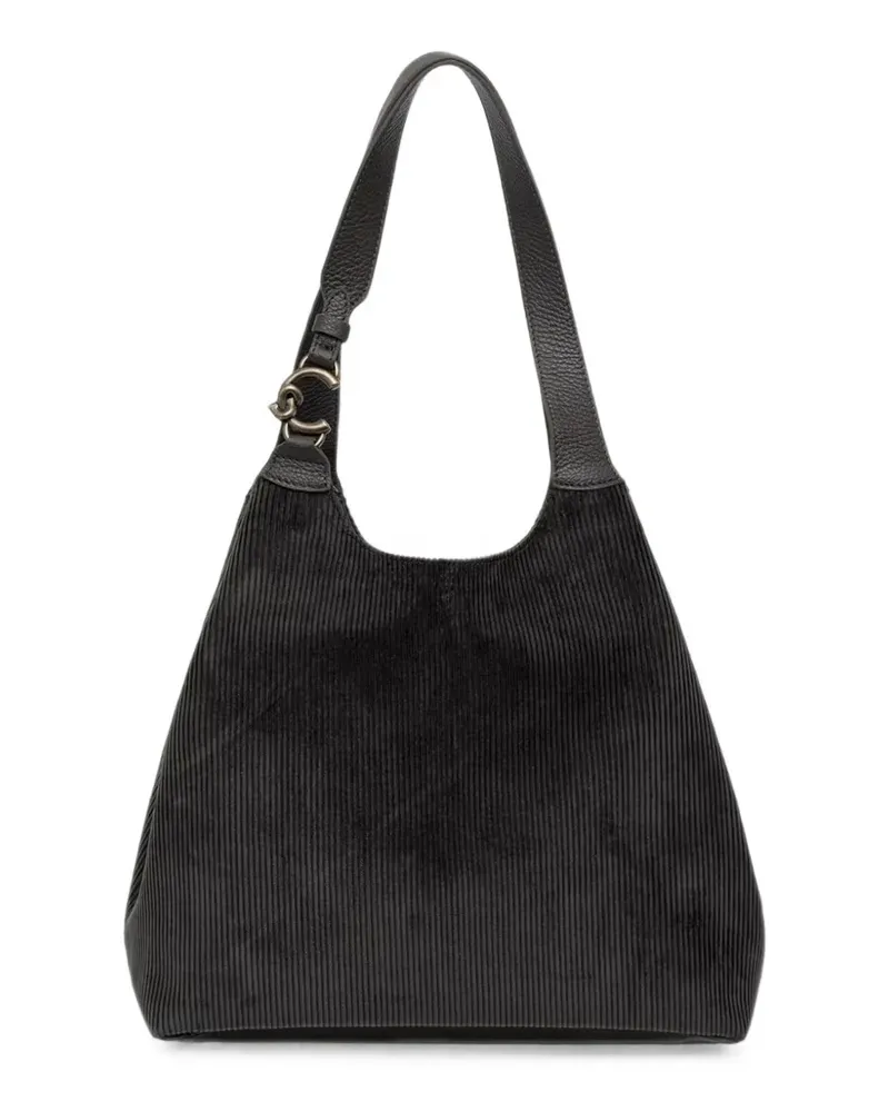 Coccinelle Große C-Easy Tote Bag aus Cord - Schwarz Schwarz