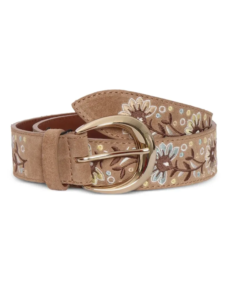 Orciani Gürtel mit Blumenstickerei - Nude Nude
