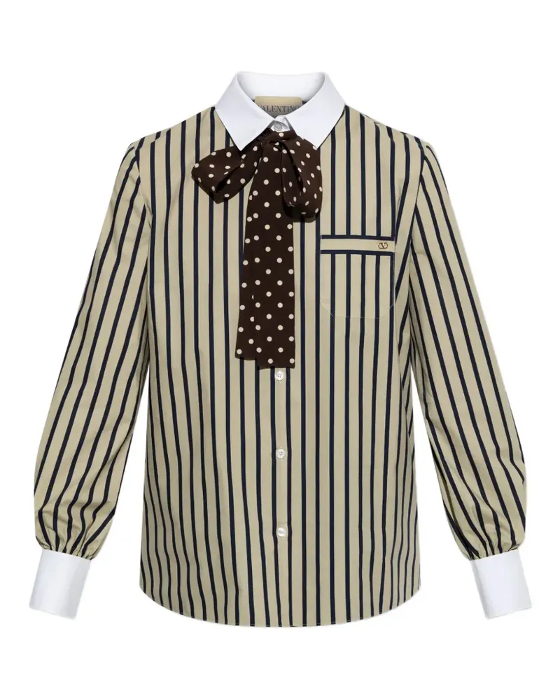 Valentino Garavani striped bow-detail shirt - Nude Nude