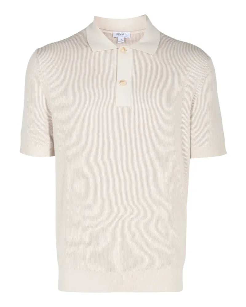 Sunspel Poloshirt aus geripptem Strick - Nude Nude
