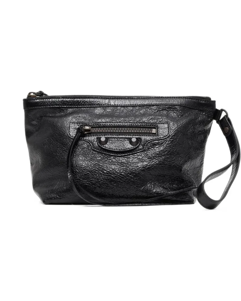 Balenciaga Le City Clutch aus Leder in Knitteroptik - Schwarz Schwarz