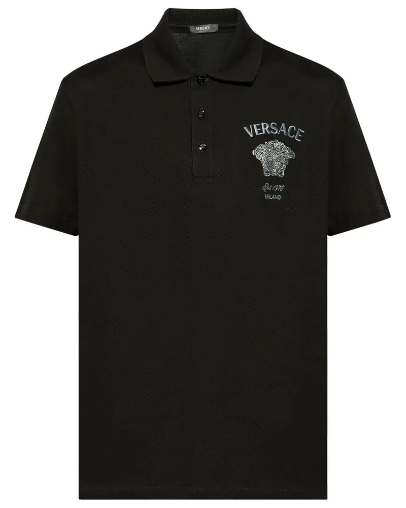 Versace Poloshirt mit Medusa-Stickerei Schwarz