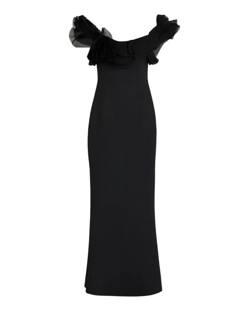 Badgley Mischka ruffled maxi dress - Schwarz Schwarz