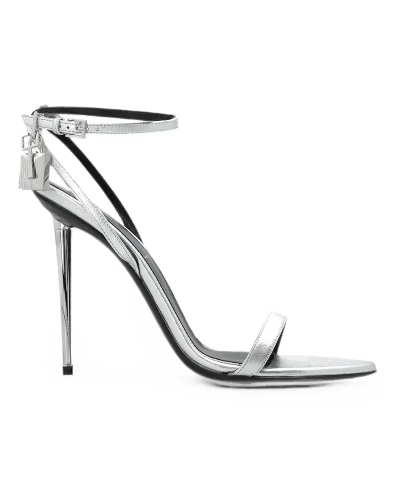 Tom Ford padlock-embellished metallic-effect sandals - Silber Silber