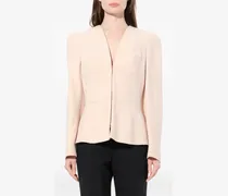 topstitched peplum-hem jacket - Nude
