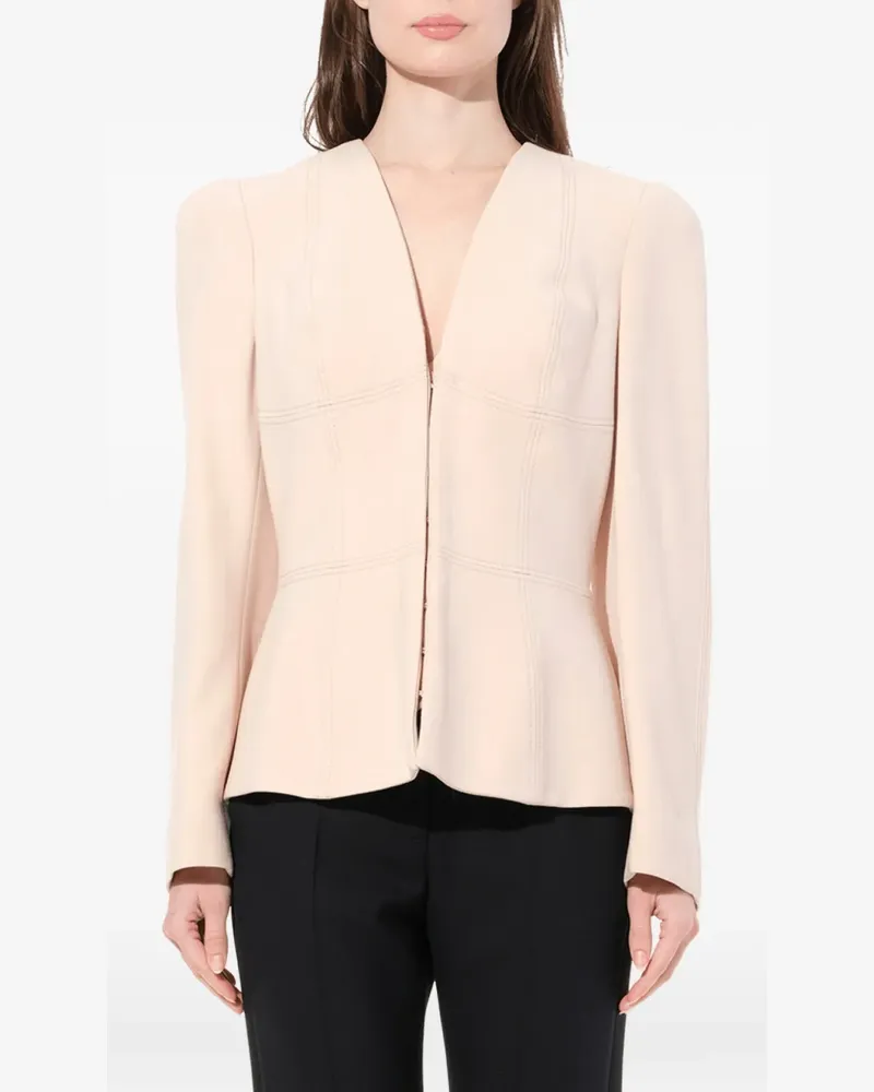 Alexander McQueen topstitched peplum-hem jacket - Nude Nude