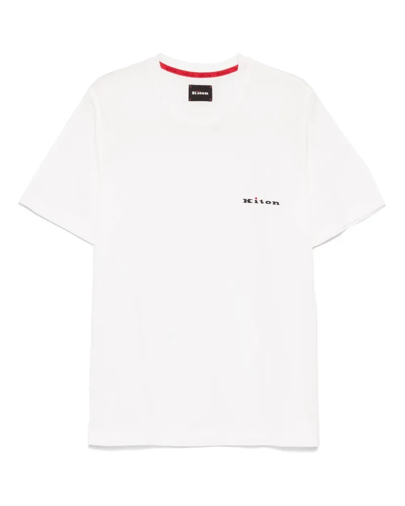 Kiton T-Shirt mit Logo-Stickerei - Weiß Weiß