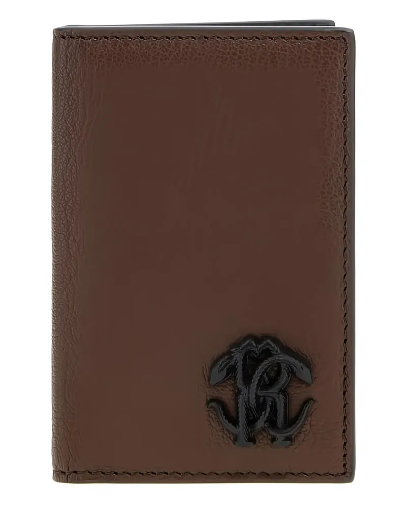 Roberto Cavalli Portemonnaie mit Logo-Schild - Braun Braun