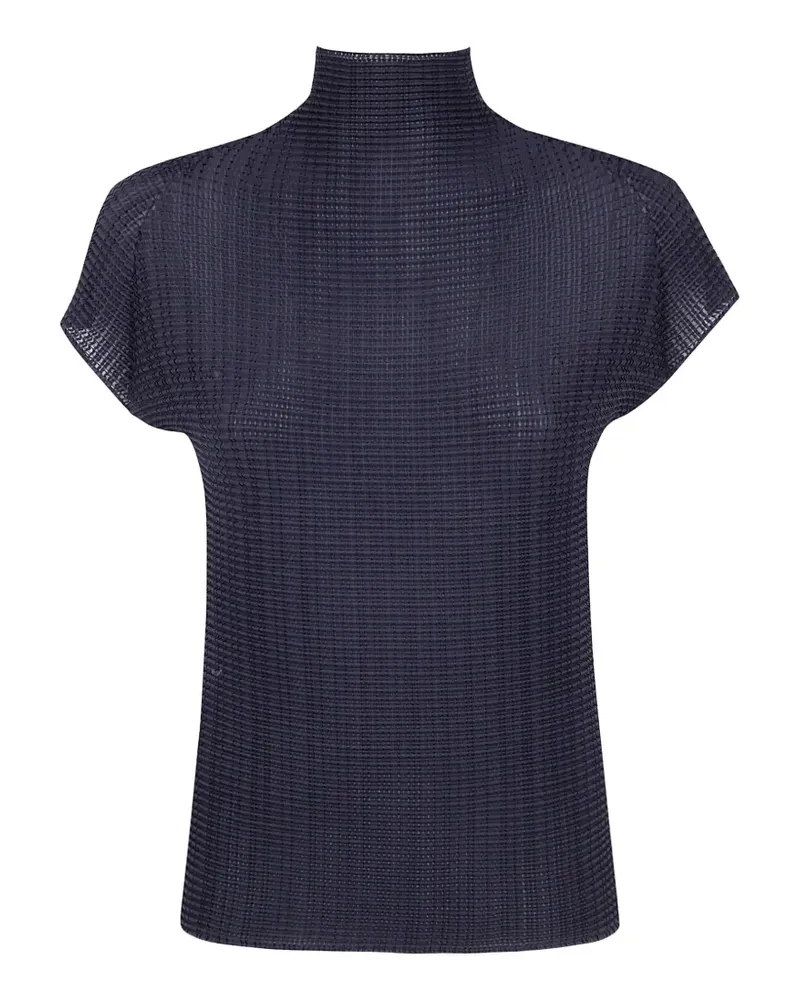 Issey Miyake plissé-effect high-neck top - Blau Blau