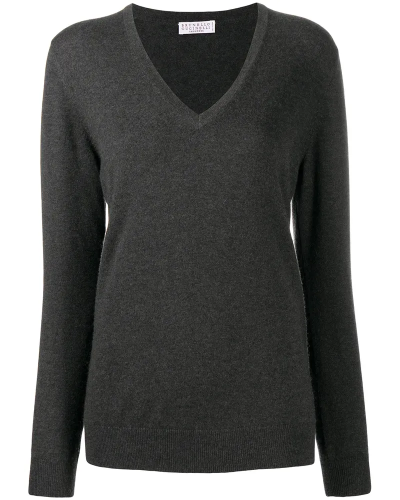 Brunello Cucinelli Kaschmirpullover mit V-Ausschnitt - Grau Grau