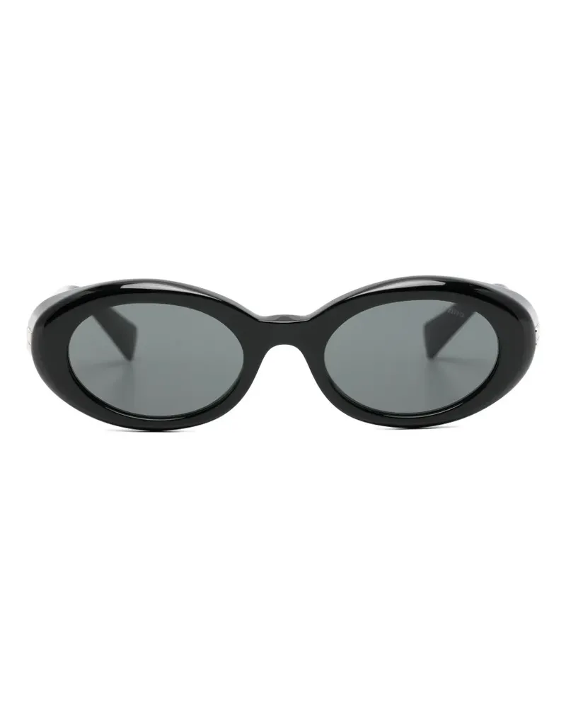 Miu Miu logo-plaque oval-frame sunglasses - Schwarz Schwarz