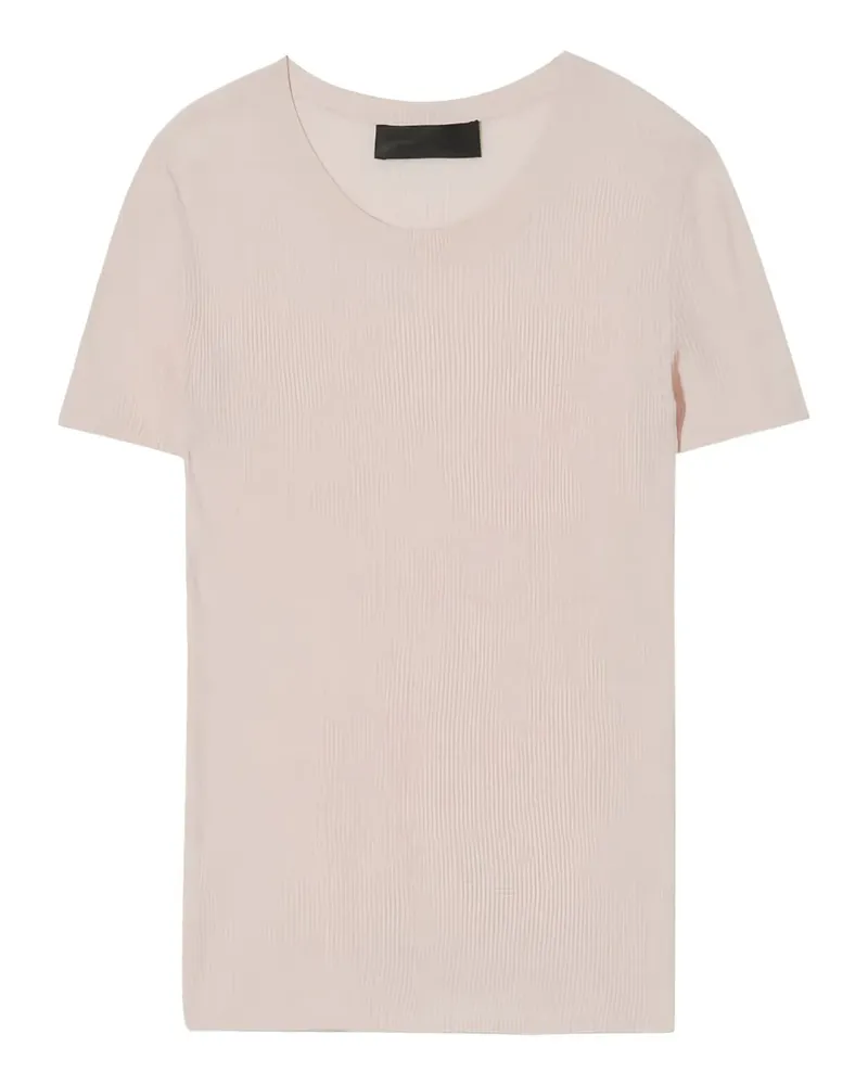 Nili Lotan Geripptes Hettie T-Shirt mit rundem Ausschnitt - Nude Nude