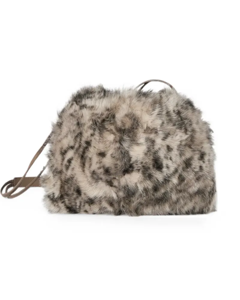 Brunello Cucinelli Tasche aus Luchs-Effekt-Shearling mit Monili - Nude Nude