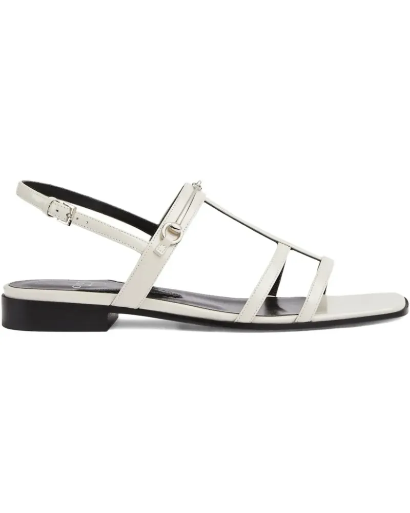 Gucci Flache Sandalen mit Horsebit - Weiß Weiß