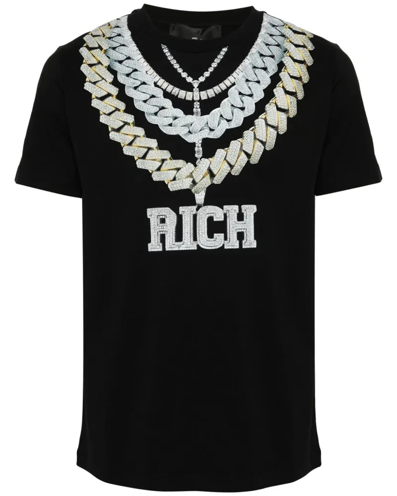 John Richmond T-Shirt mit Ketten-Print Schwarz