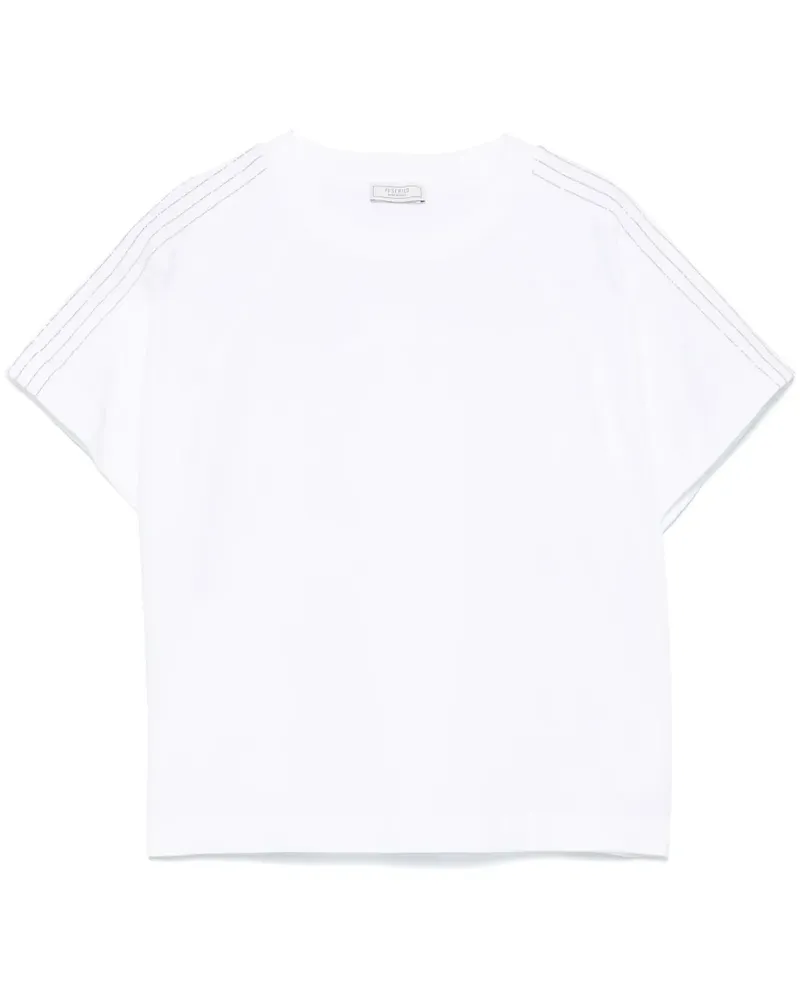 Peserico T-Shirt mit Kugelkettendetail - Weiß Weiß