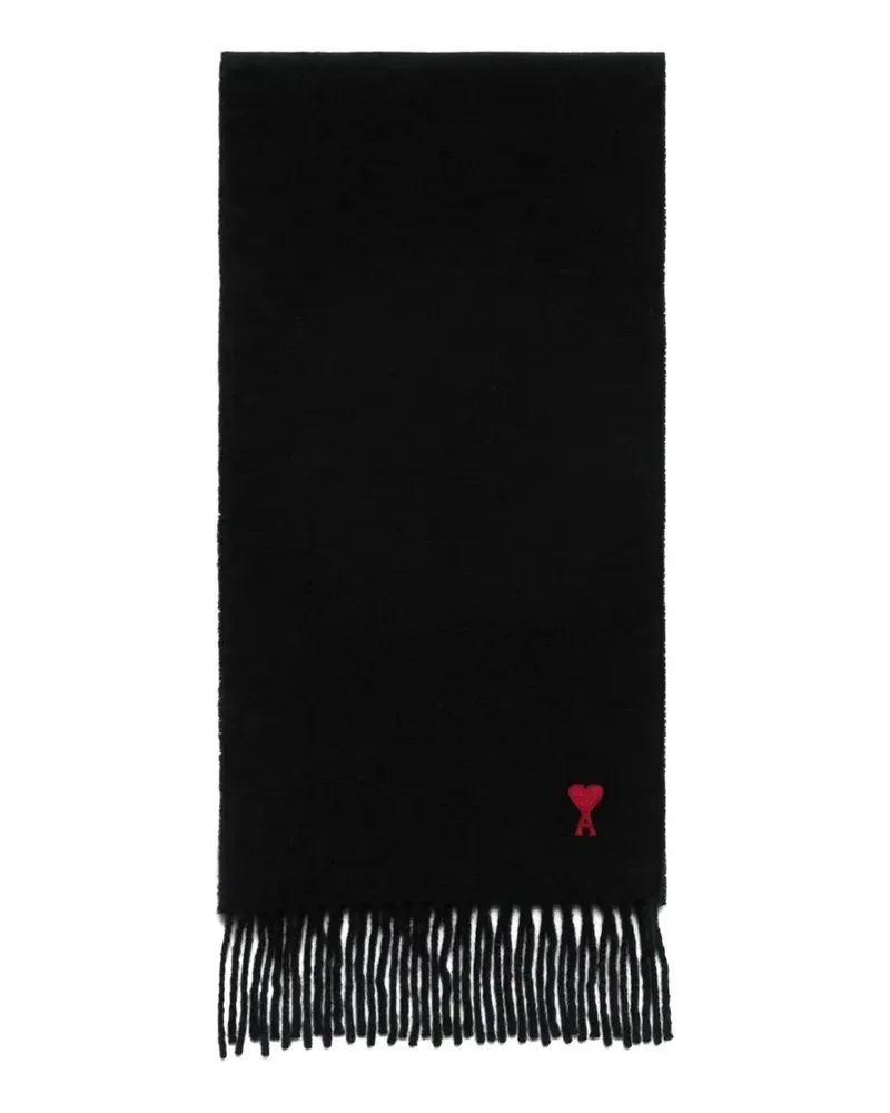 AMI Paris Schal mit Logo-Stickerei - Schwarz Schwarz
