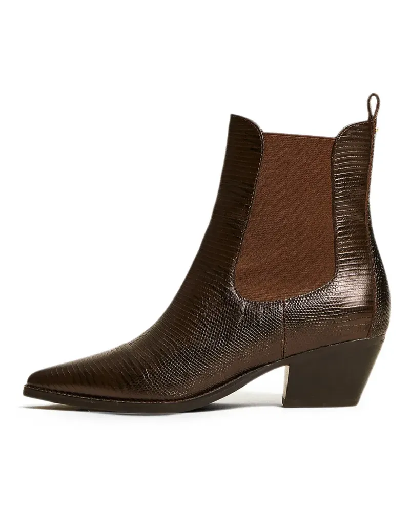 Twin-Set short leather cow boots with elastics - Braun Braun