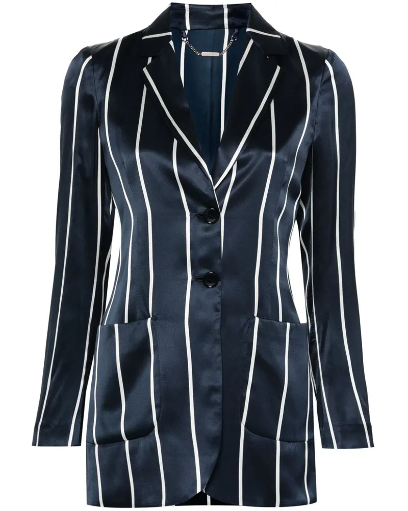 Kiton Gestreifter Blazer aus Seide - Blau Blau