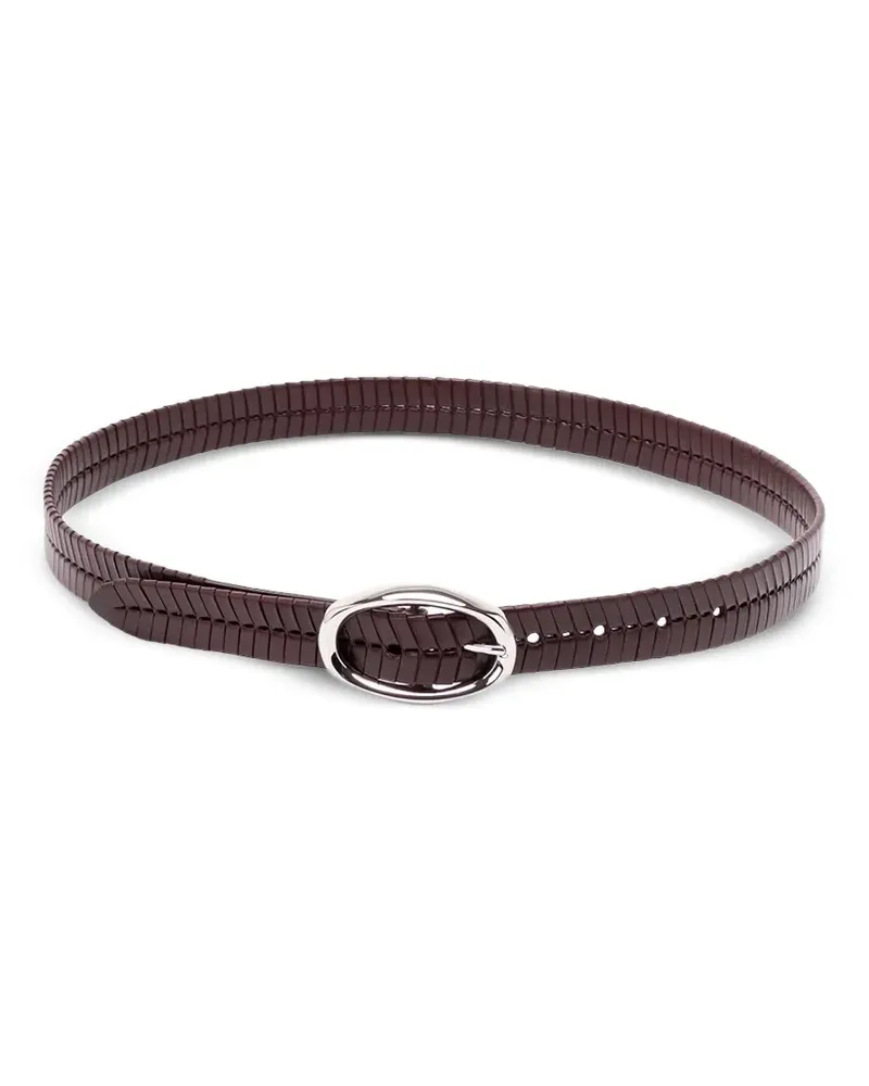 Brunello Cucinelli chevron-effect braided leather belt - Braun Braun