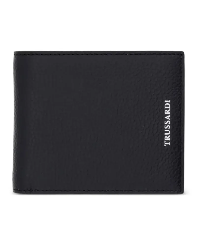 Trussardi logo-print pebbled-leather wallet - Schwarz Schwarz