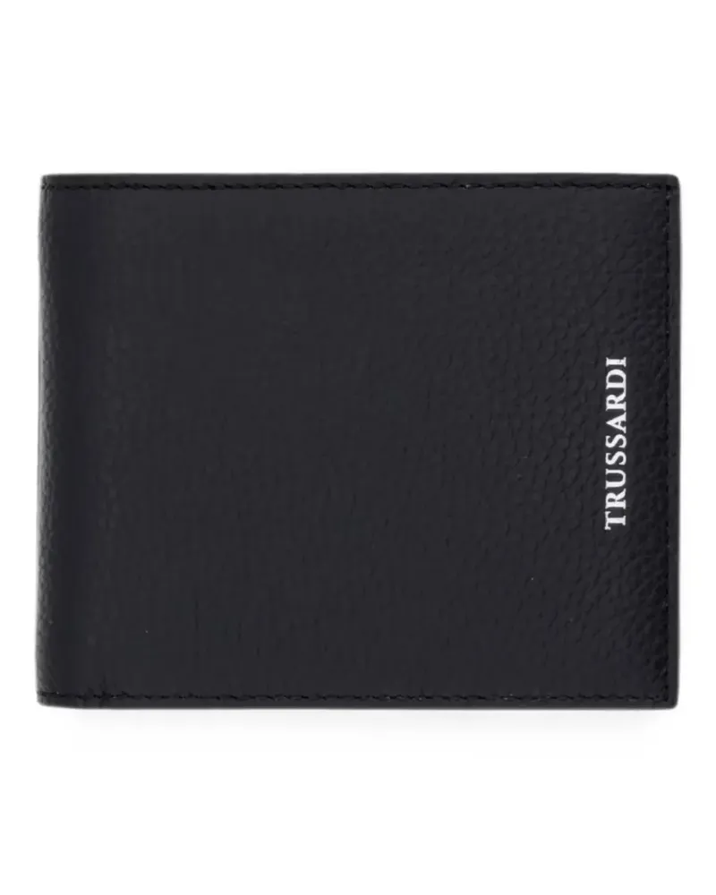 Trussardi logo-print pebbled-leather wallet - Schwarz Schwarz