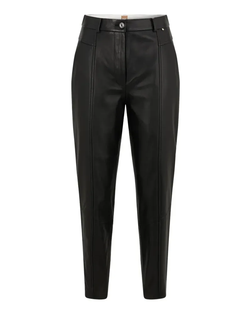 HUGO BOSS Lederhose mit Ziernaht - Schwarz Schwarz