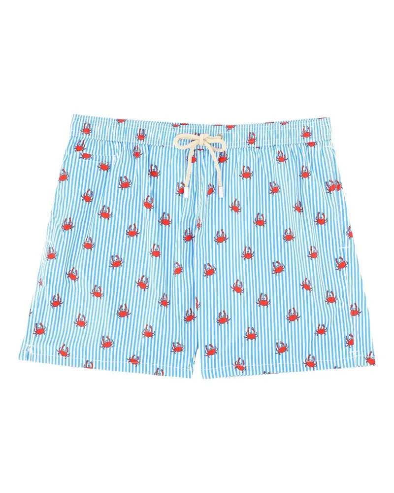MC2 Saint Barth crab-print striped swim shorts - Blau Blau