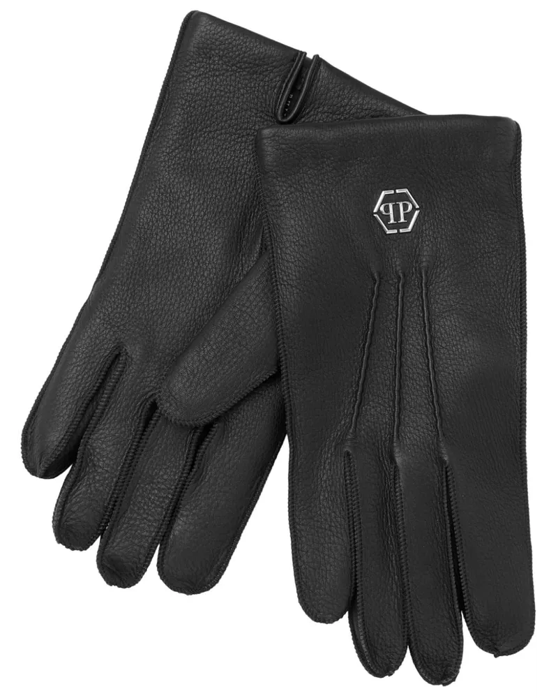 Philipp Plein Handschuhe mit Logo-Applikation Schwarz