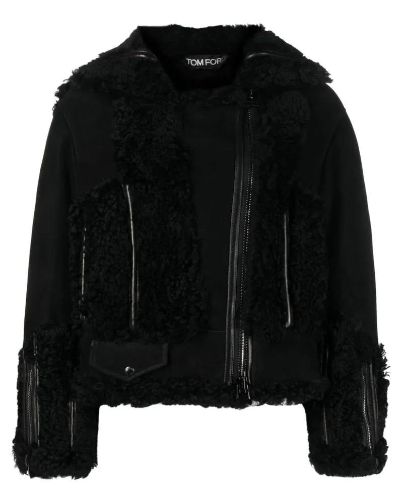 Tom Ford Lederjacke mit Shearling-Futter - Schwarz Schwarz