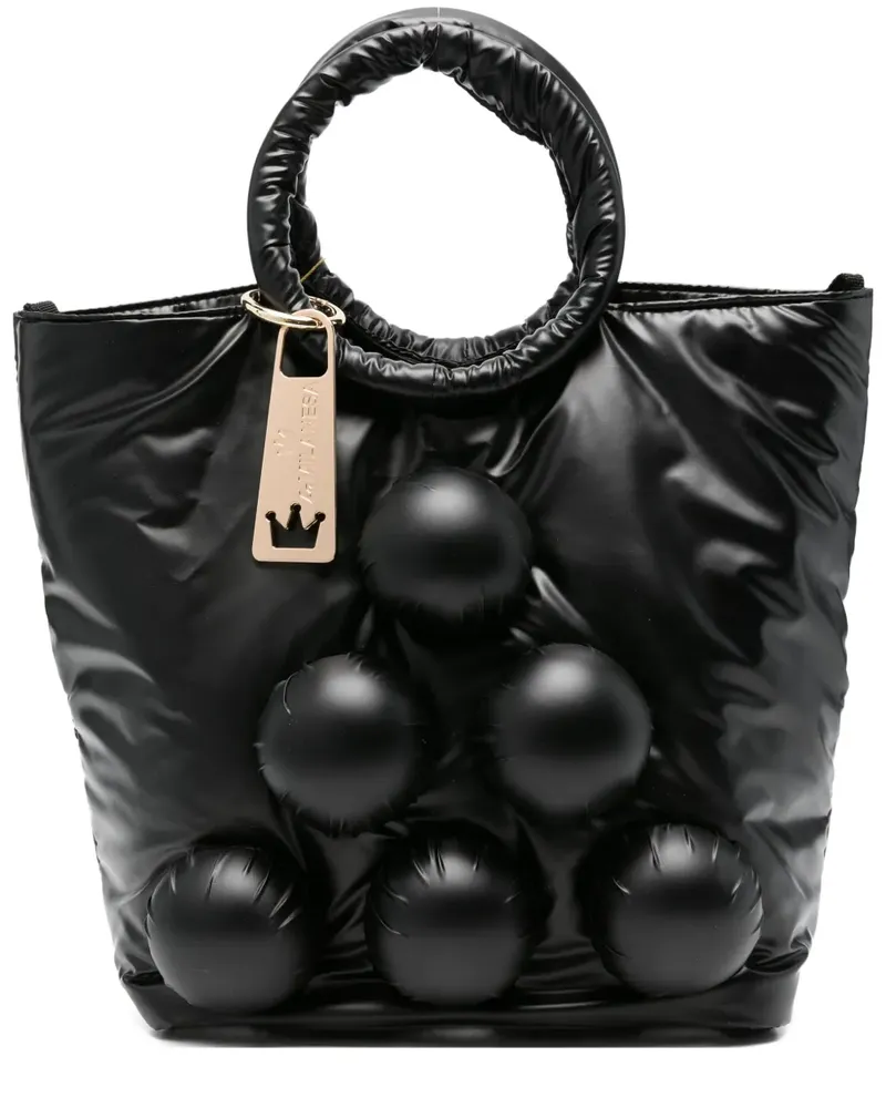 La Milanesa Wattierter Klodiana Tote Bag mit Kreisdetail - Schwarz Schwarz