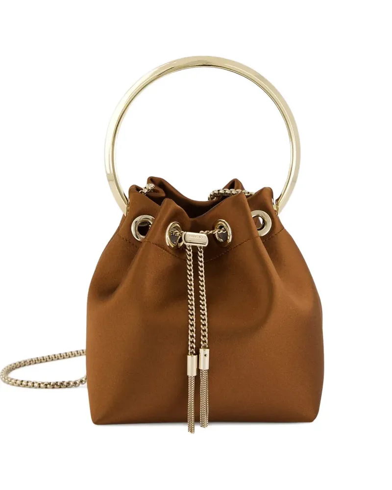 Jimmy Choo Bon Bon metal-handle bucket bag - Braun Braun