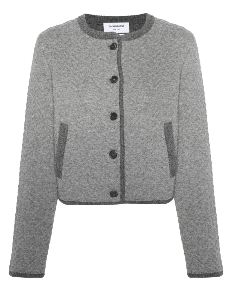 Thom Browne Cardigan mit Fischgrätenmuster - Grau Grau